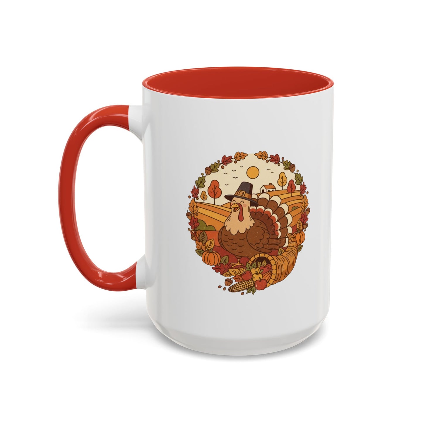 Thanksgiving Turkey Accent Coffee Mug - Various Colors