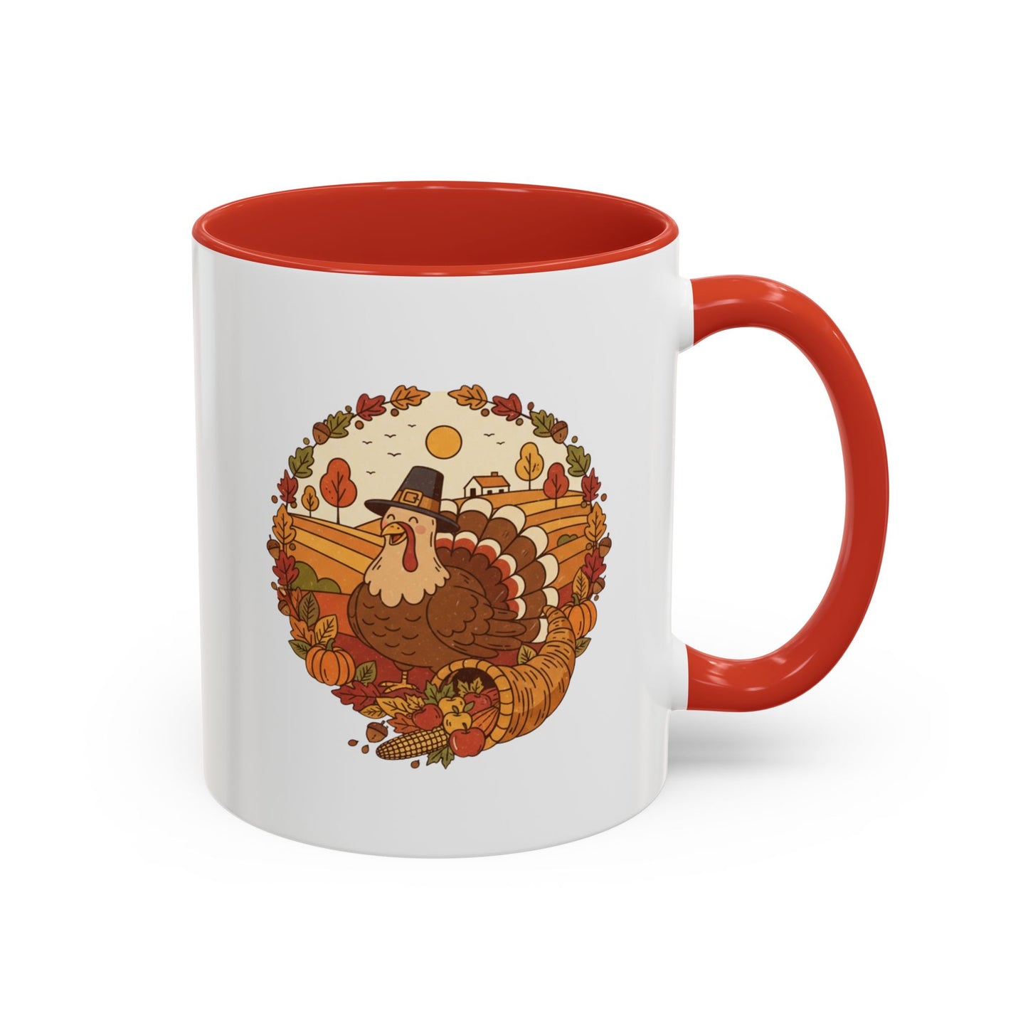 Thanksgiving Turkey Accent Coffee Mug - Various Colors