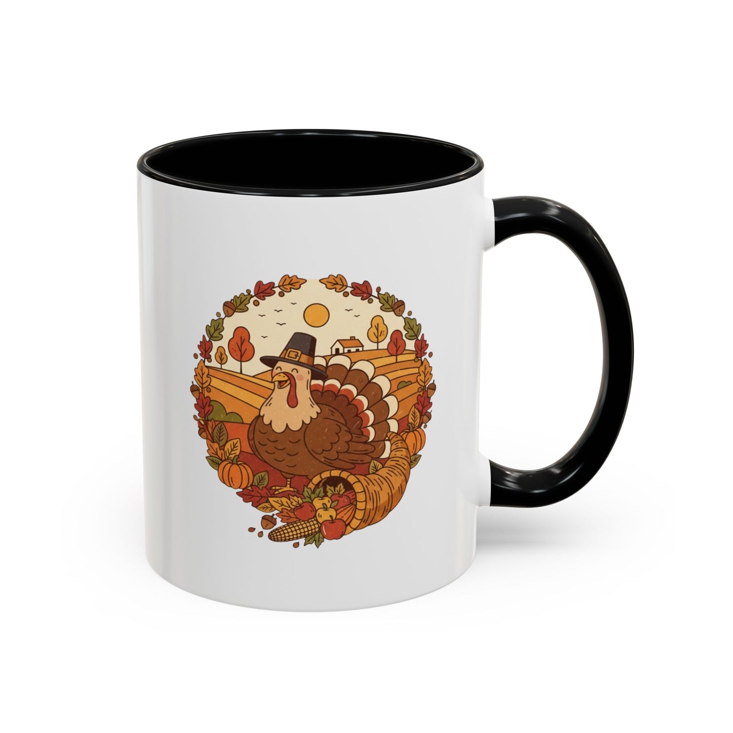 Thanksgiving Turkey Accent Coffee Mug - Various Colors
