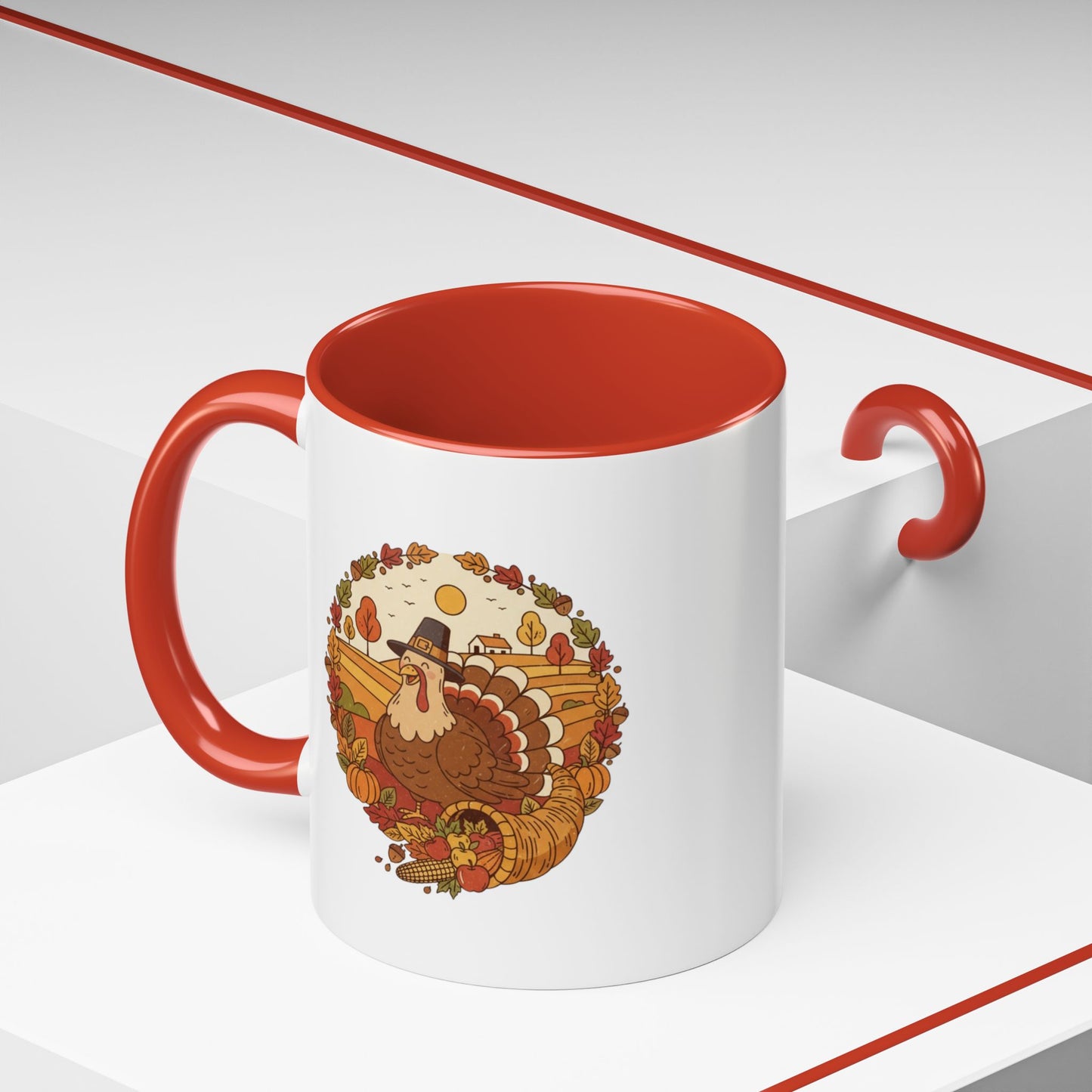 Thanksgiving Turkey Accent Coffee Mug - Various Colors