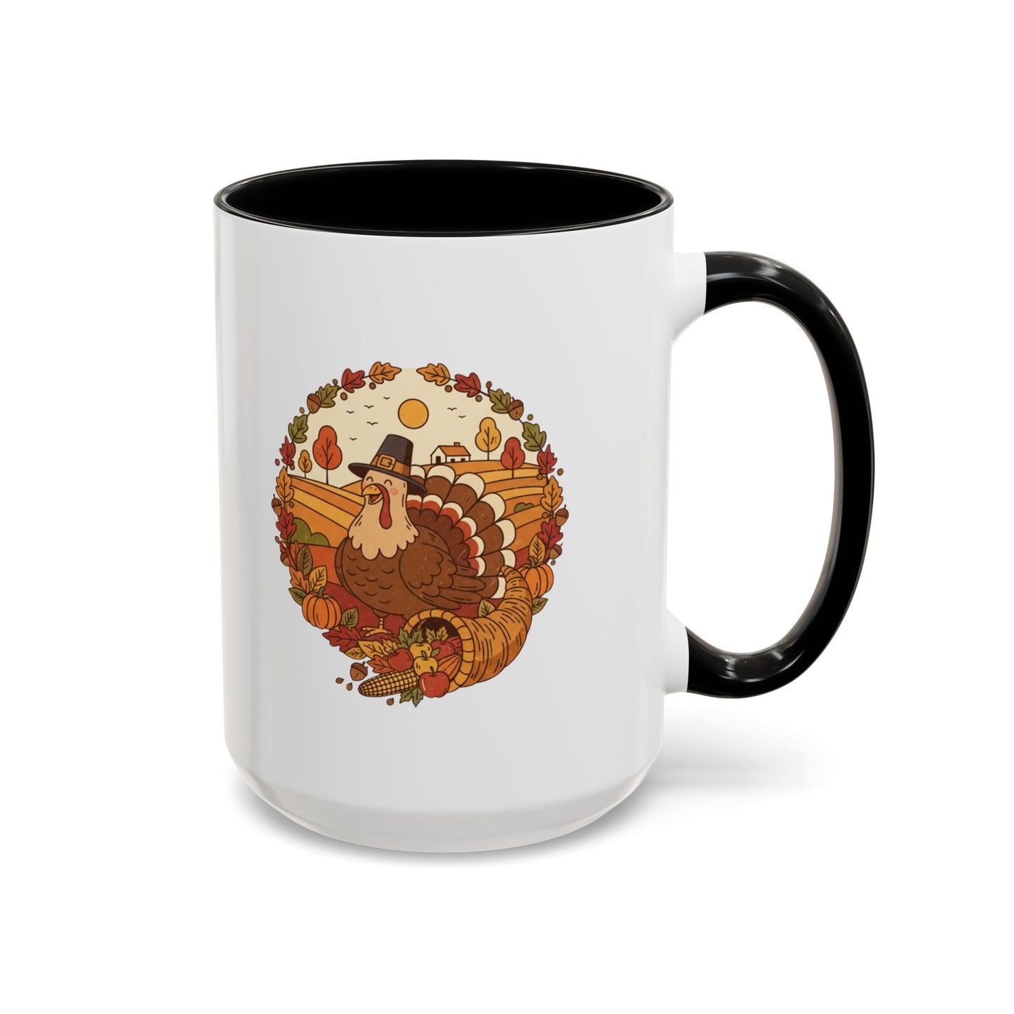 Thanksgiving Turkey Accent Coffee Mug - Various Colors