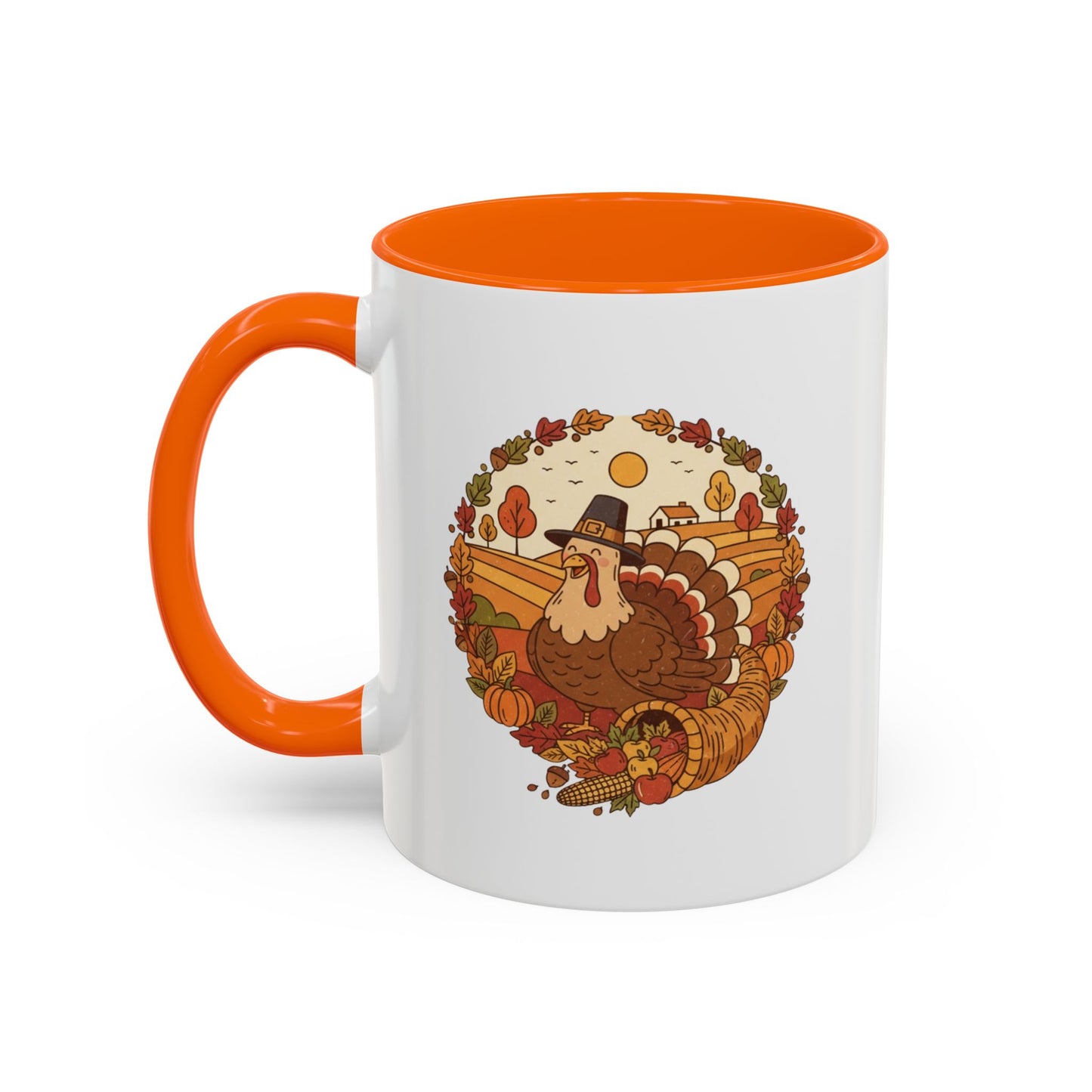 Thanksgiving Turkey Accent Coffee Mug - Various Colors