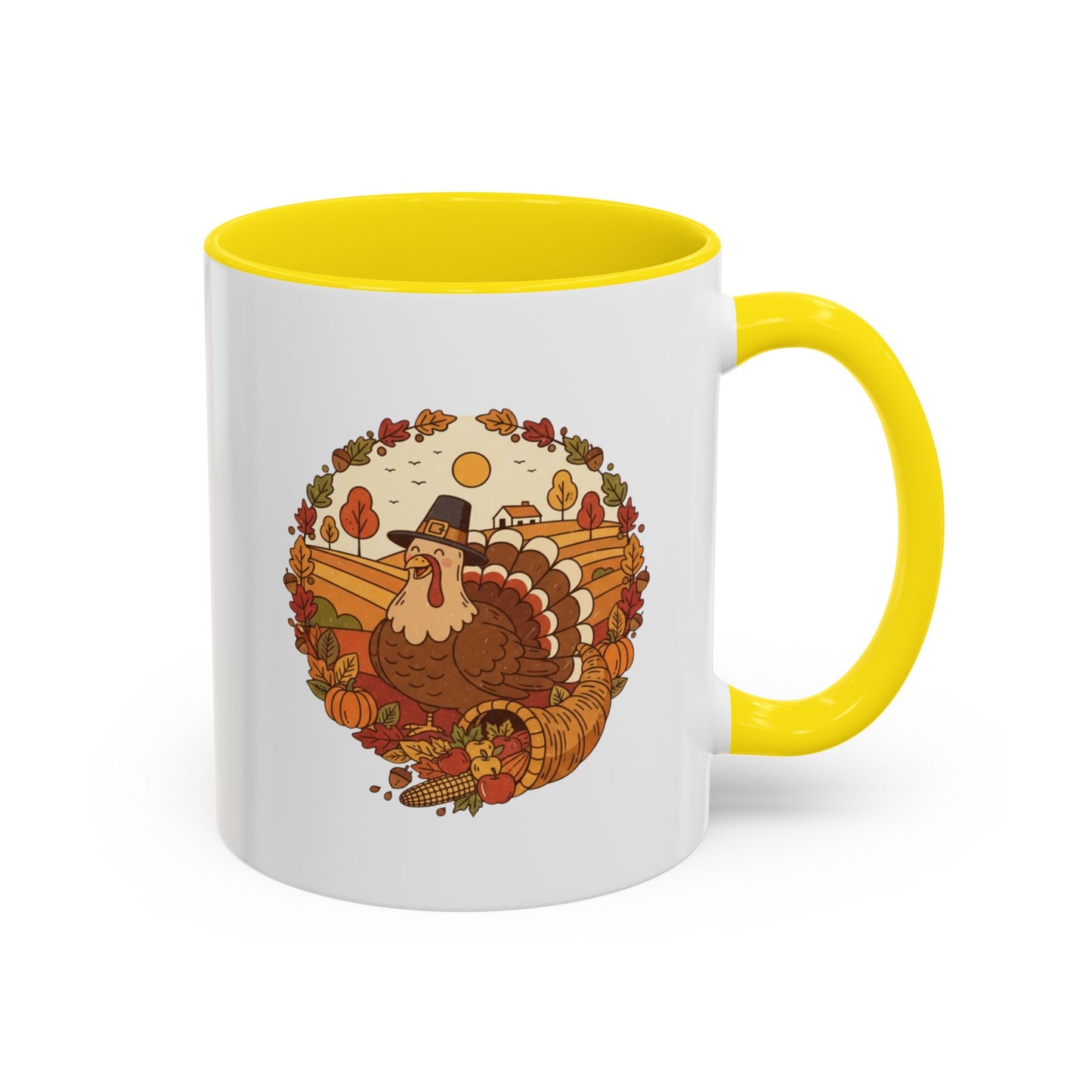 Thanksgiving Turkey Accent Coffee Mug - Various Colors