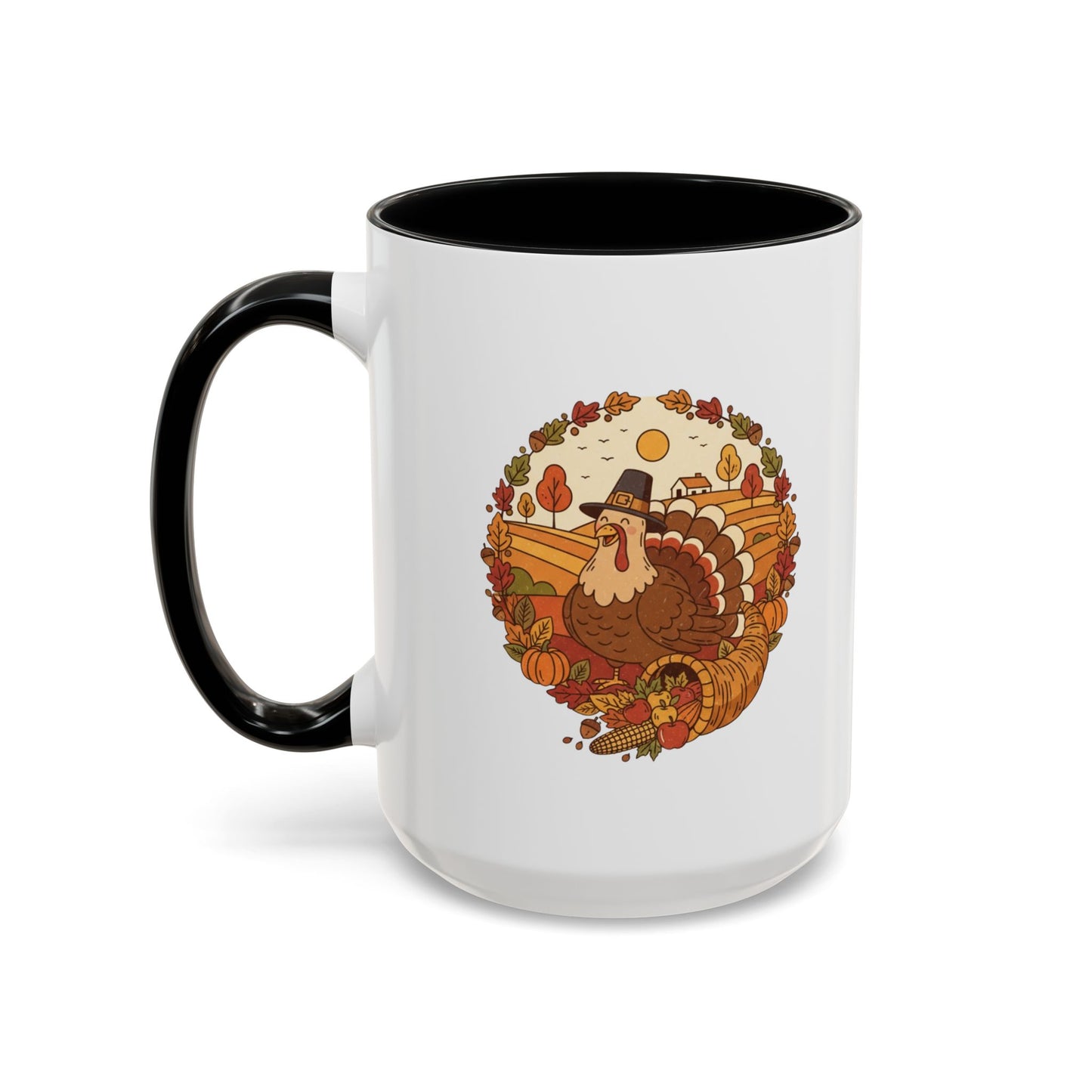 Thanksgiving Turkey Accent Coffee Mug - Various Colors