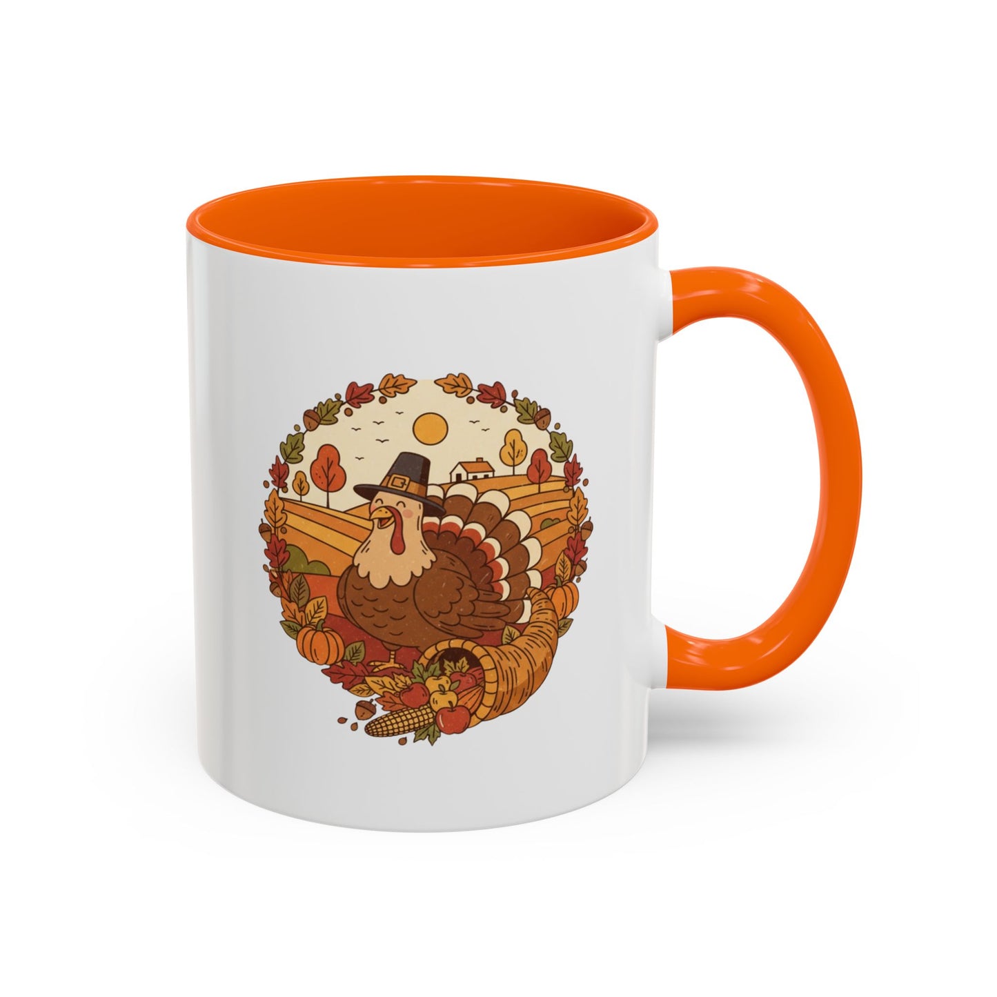 Thanksgiving Turkey Accent Coffee Mug - Various Colors