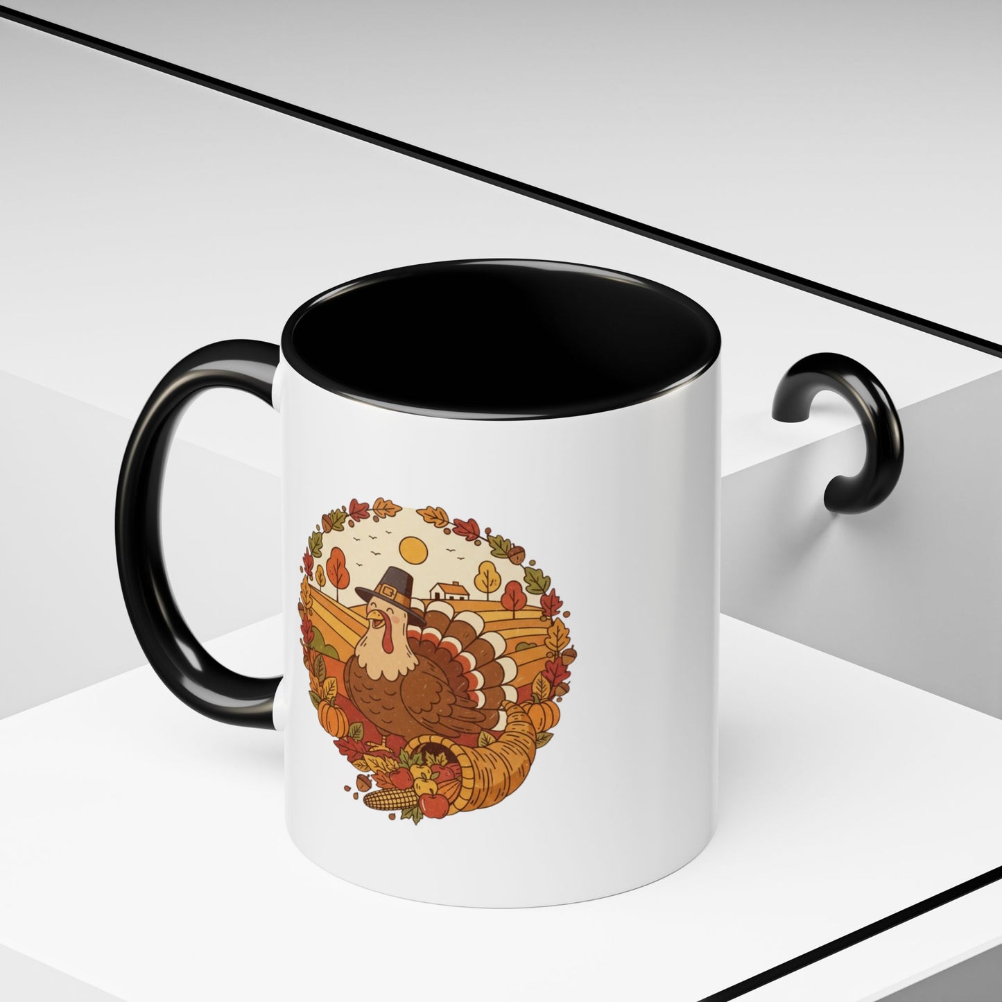 Thanksgiving Turkey Accent Coffee Mug - Various Colors