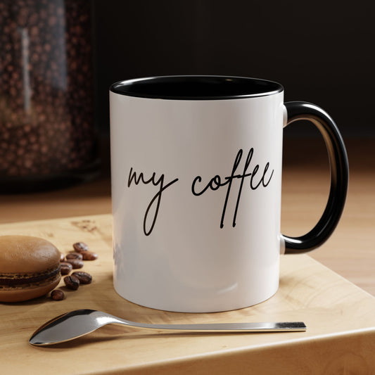 Stylish Coffee Mug, Personalized Drinkware, Fun Gift for Coffee Lovers, Home Office Essentials, Black Accent Design