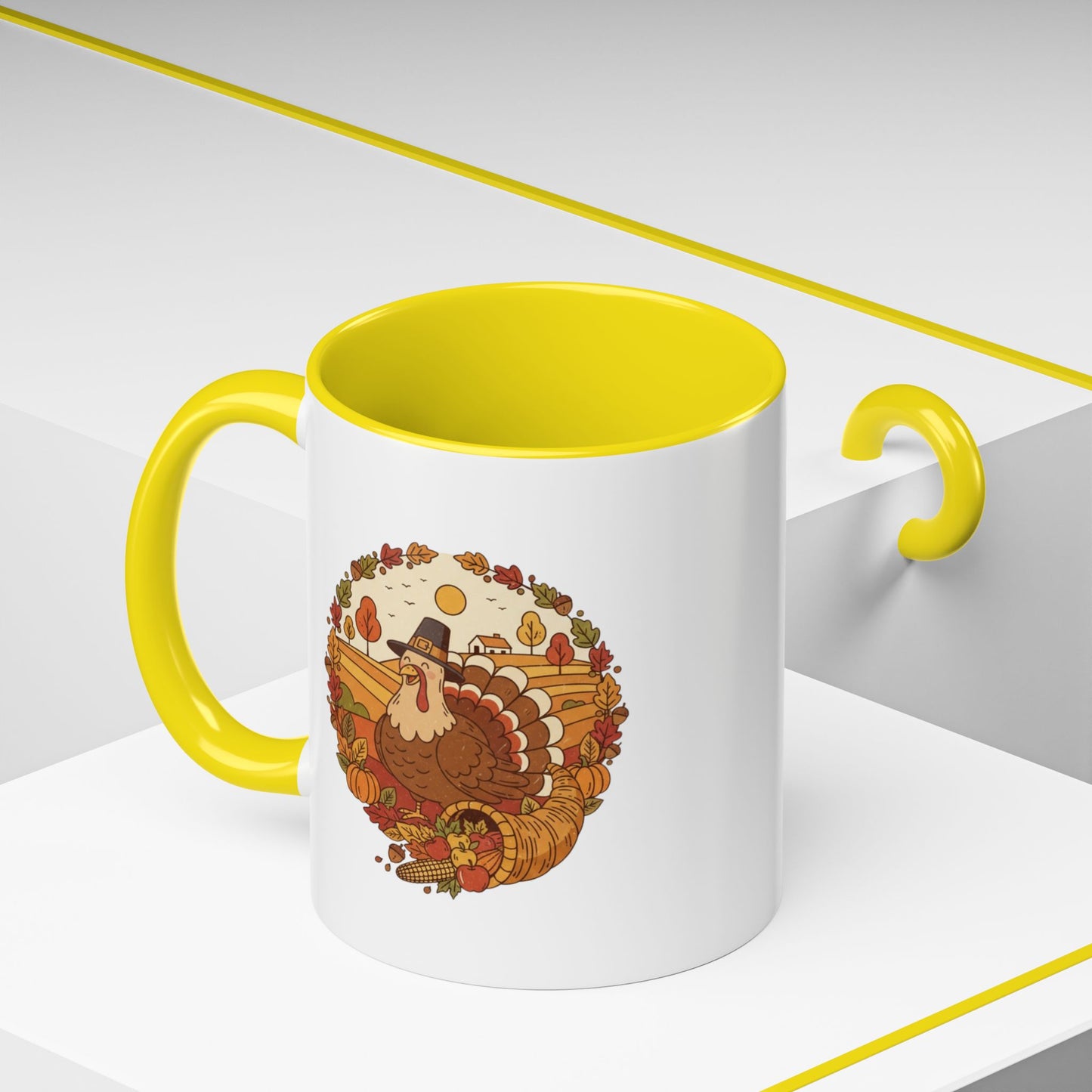 Thanksgiving Turkey Accent Coffee Mug - Various Colors