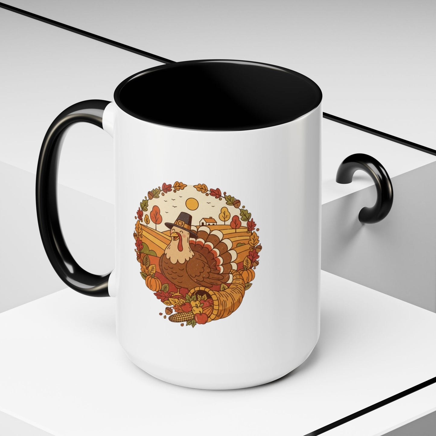 Thanksgiving Turkey Accent Coffee Mug - Various Colors