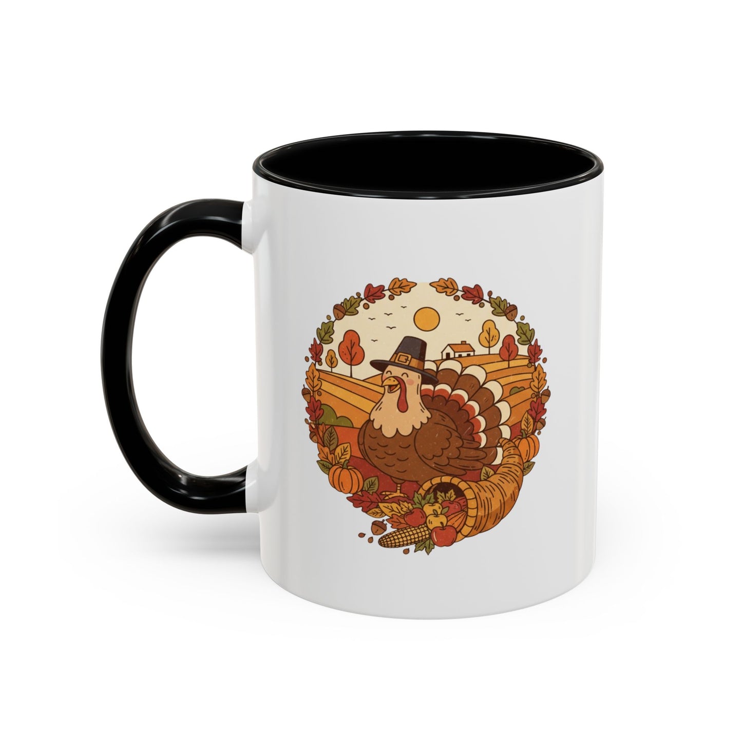 Thanksgiving Turkey Accent Coffee Mug - Various Colors