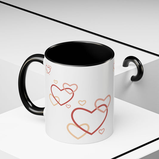 Love Heart Accent Coffee Mug, Romantic Gift, Valentine’s Day Mug, Cute Coffee Cup, Perfect for Couple's Kitchen Decor