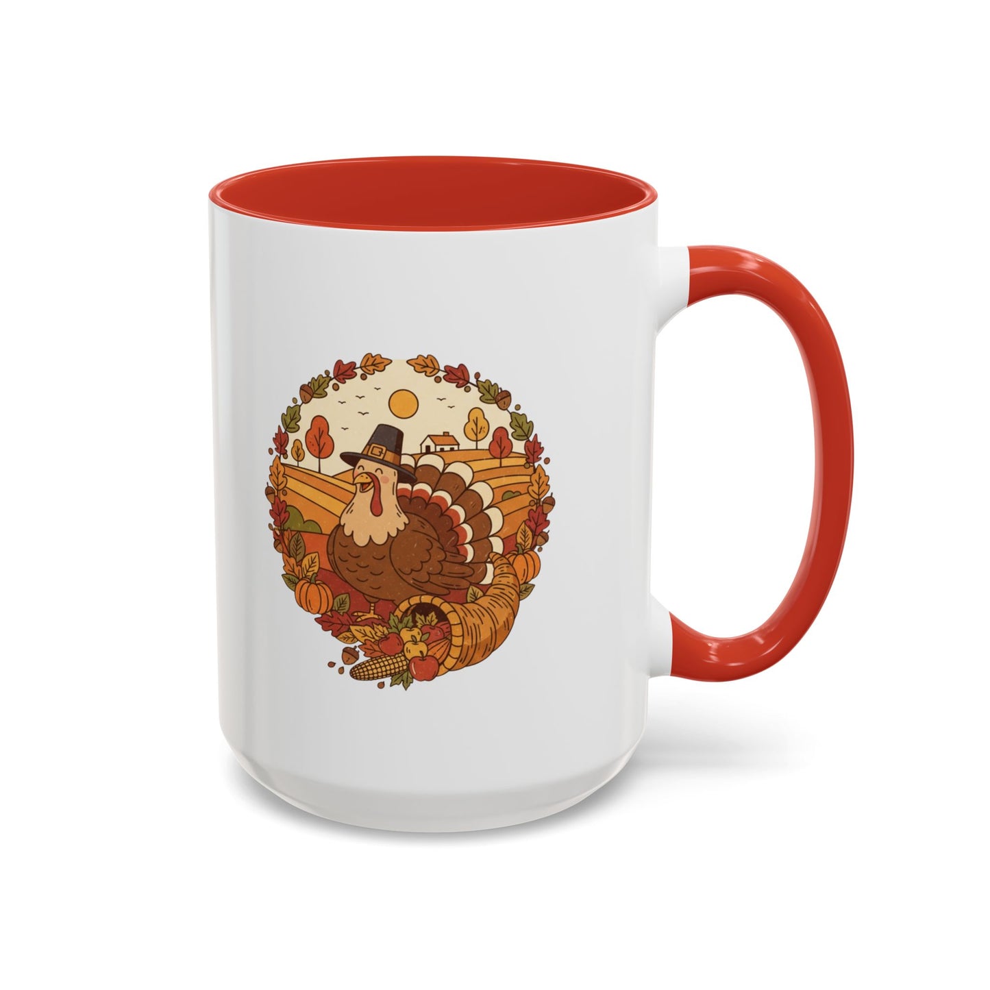 Thanksgiving Turkey Accent Coffee Mug - Various Colors