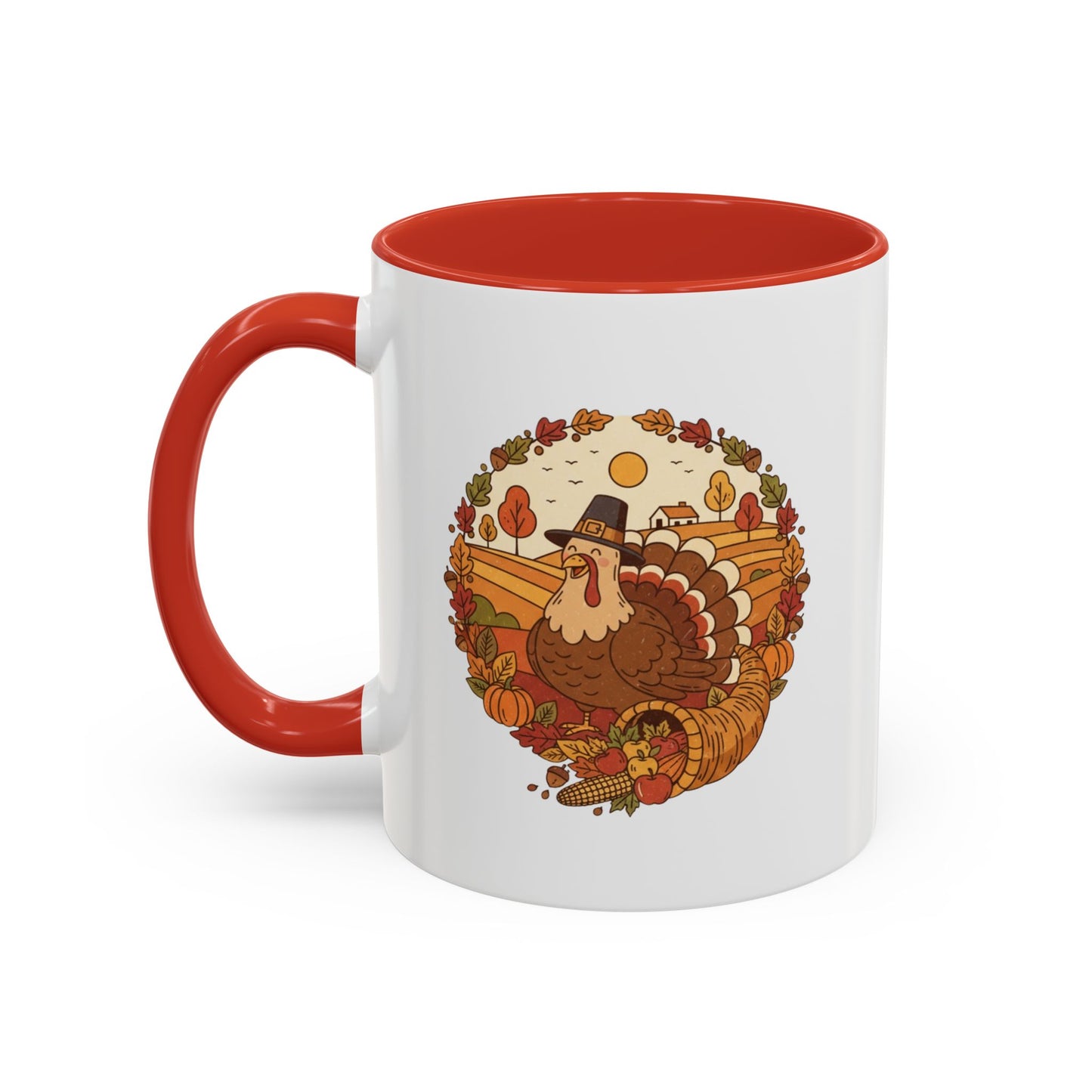 Thanksgiving Turkey Accent Coffee Mug - Various Colors