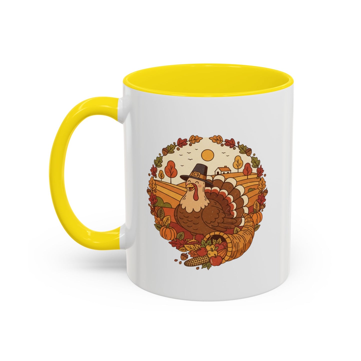 Thanksgiving Turkey Accent Coffee Mug - Various Colors