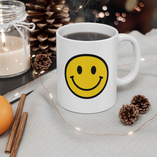 Smiley Face Ceramic Mug | Happy Coffee Cup, Gift for Friends, Office Decor, Cheerful Drinkware, Birthday Present