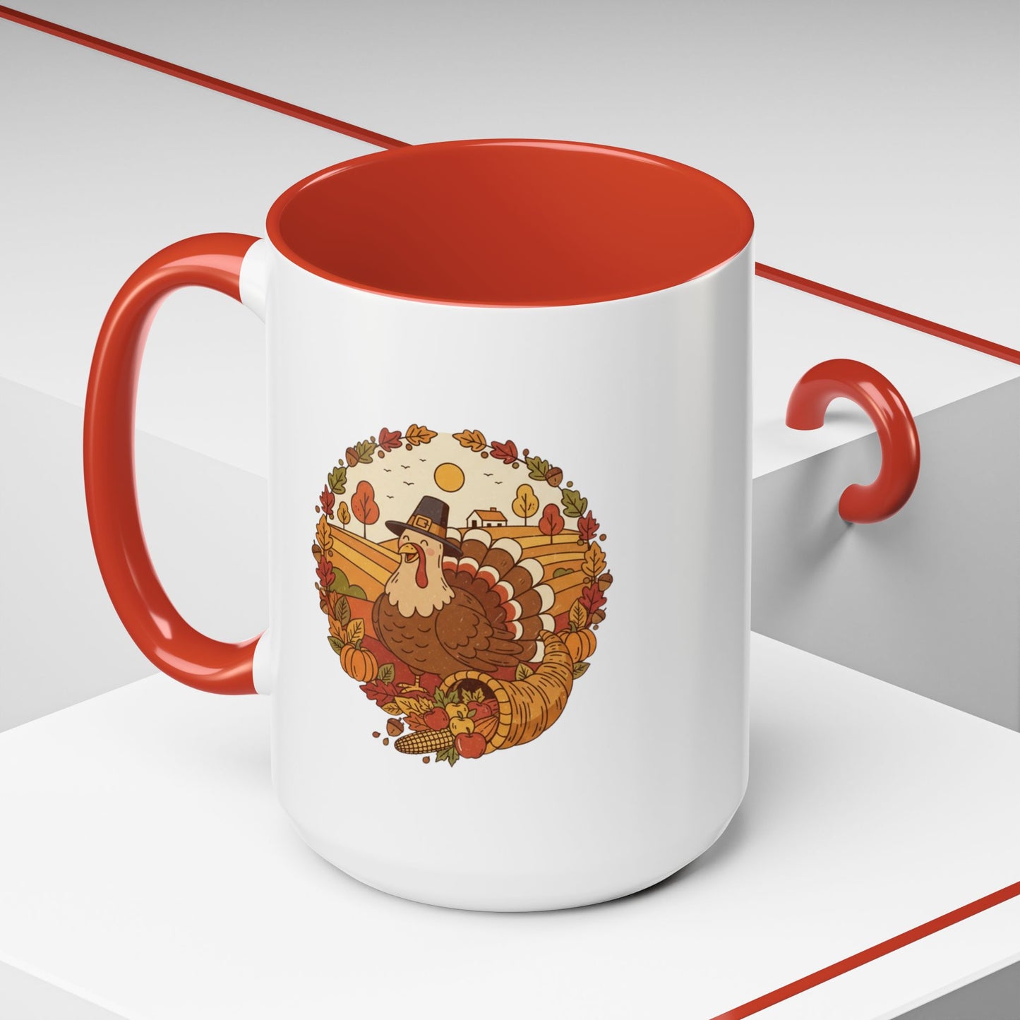 Thanksgiving Turkey Accent Coffee Mug - Various Colors