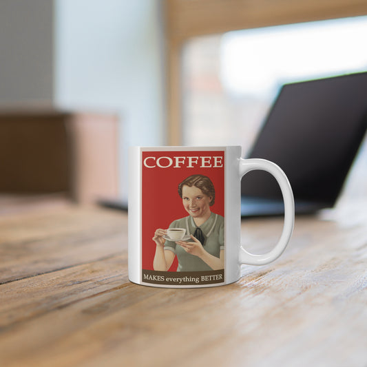 Vintage Coffee Mug, Retro Coffee Lover Gift, Nostalgic Kitchen Decor, Unique Coffee Cup, Perfect for Home or Office